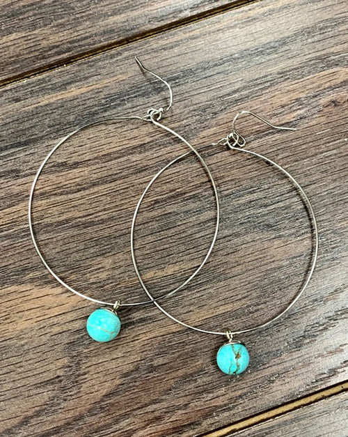 Natural Turquoise Hoop Earrings