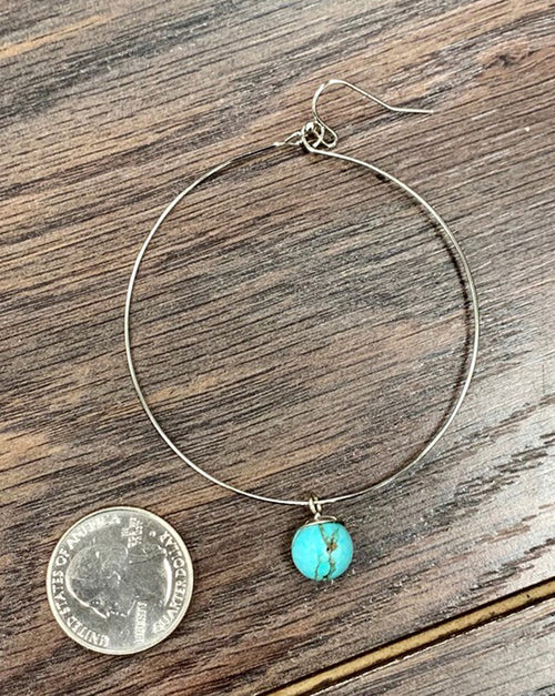 Natural Turquoise Hoop Earrings