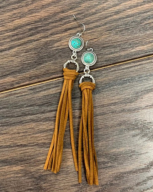 Natural Turquoise Tassel Earrings