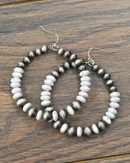 Navajo Pearl Beaded Hoop Earrings