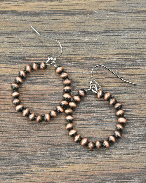 Navajo Copper Pearl Hoop Earrings